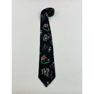 Looney Tunes Mania Neck Tie 4 in Width Black Taz Bugs Sylvester Daffy Tweety